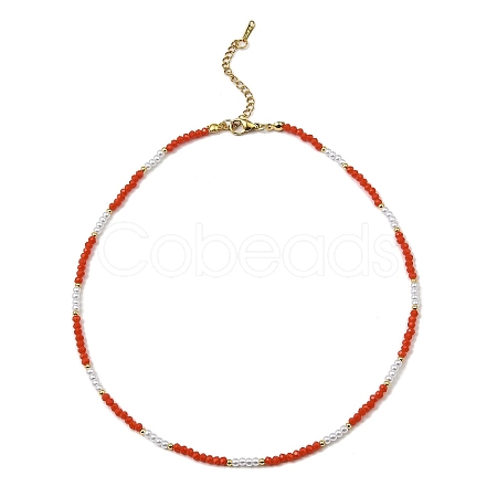 Glass Beaded Necklaces NJEW-P297-01G-03-1