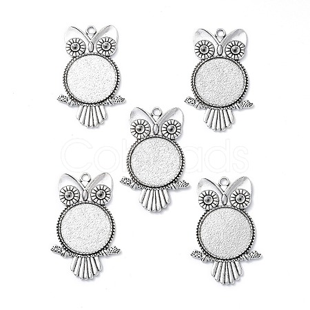 Tibetan Style Alloy Pendant Rhinestone Cabochon Settings X-TIBEP-4494-AS-FF-1