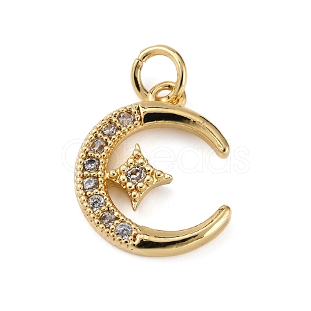 Brass Micro Pave Clear Cubic Zirconia Pendants KK-WH0035-69-1