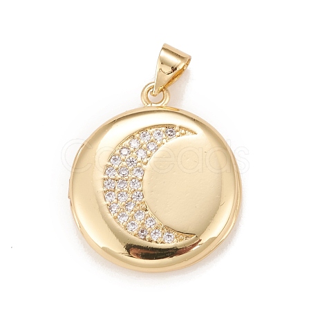 Brass Micro Pave Cubic Zirconia Locket Pendants KK-A161-42B-G-1