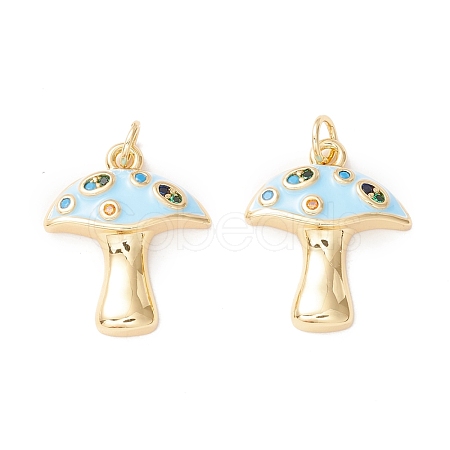 Autumn Theme Rack Plating Brass Micro Pave Colorful Cubic Zirconia Pendants KK-D073-06G-01-1