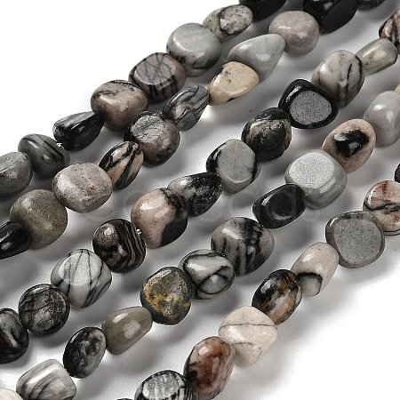 Natural Black Netstone Beads Strands G-P497-01E-73-1