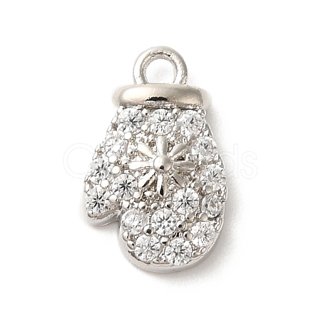 Christmas Theme Brass Micro Pave Cubic Zirconia Charms KK-P278-11P-1