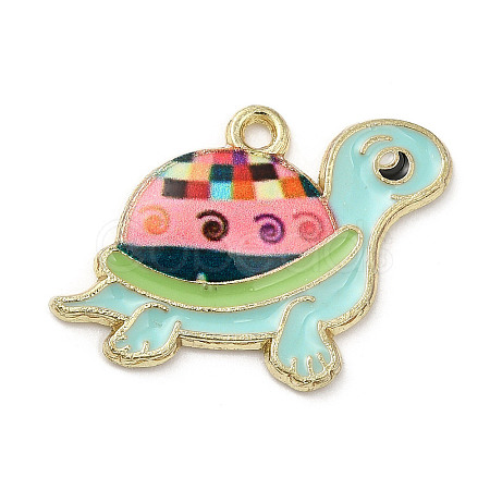 Light Gold Plated Alloy Enamel Pendants ENAM-L041-05B-1