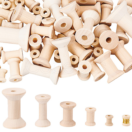 74Pcs Wooden Empty Spools for Wire TOOL-BC0002-12-1