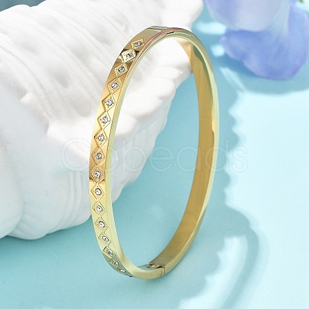 304 Stainless Steel Rhinestone Bangles for Women BJEW-Z092-13G-1