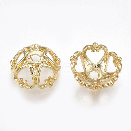 5-Petal Brass Bead Caps X-KK-S348-191-1