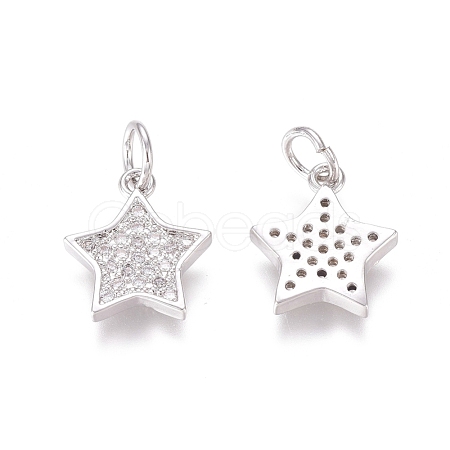 Brass Micro Pave Clear Cubic Zirconia Charms ZIRC-I036-03P-1