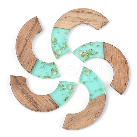 Transparent Resin & Walnut Wood Pendants RESI-S389-007A-B02-1