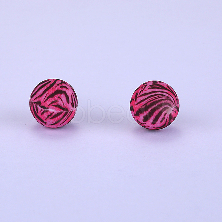 Printed Round Silicone Focal Beads SI-JX0056A-180-1