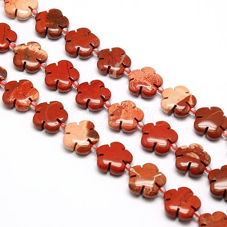Natural Red Jasper Flower Beads Strands G-L241B-01-1