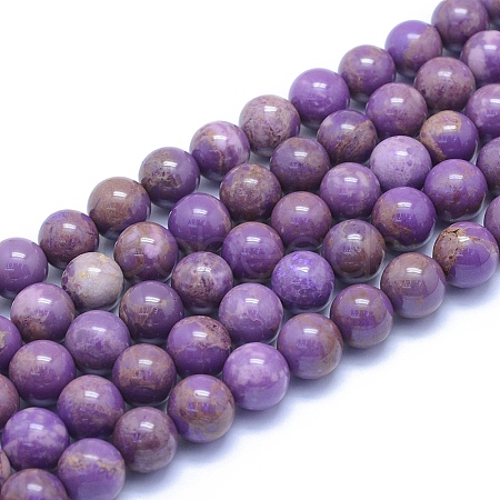 Natural Lepidolite/Purple Mica Stone Beads Strands G-L552H-09D-1