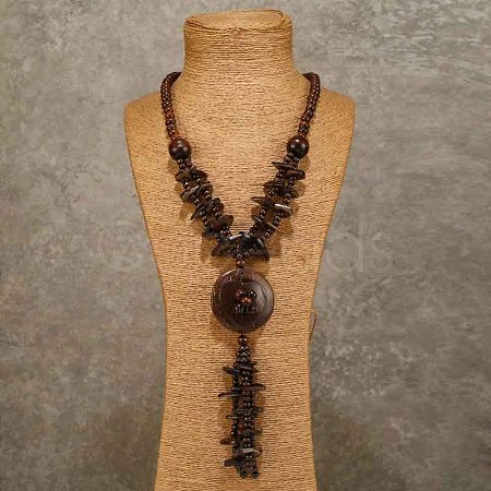 Bohemian Style Natural Coconut Beaded Pendant Tassel Necklaces for Women FS-WGFADBE-01-1