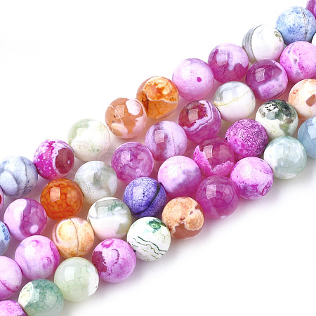 Natural Fire Crackle Agate Beads Strands G-S346-8mm-13-1