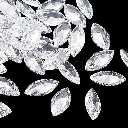 Cubic Zirconia Pointed Back Cabochons ZIRC-M003-10x5mm-007-1