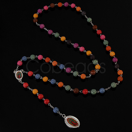 Alloy & Resin Colorful Rosary Bead Necklaces LS-FS-WG28636-02-1