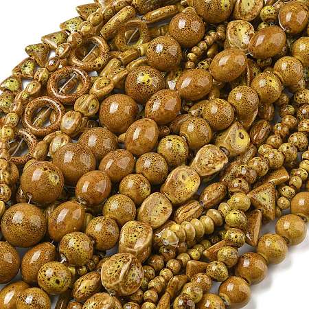 Handmade Porcelain Beads Strands PORC-B002-19H-1