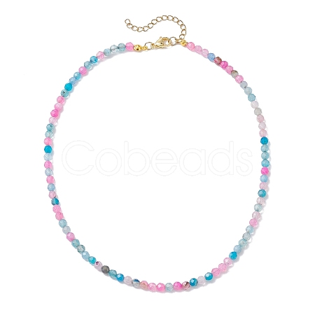 Faceted Round Natural Agate(Dyed & Heated) Beaded Necklaces for Women NJEW-JN04659-05-1
