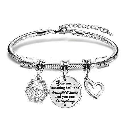 Birthday 201 Stainless Steel Charm Bracelets FS-WGBAA71-06-1