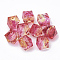 Two Tone Transparent Spray Painted Acrylic Beads, Polygon, Deep Pink, 10x10x9.5mm, Hole: 1.8mm, about 930pcs/500g