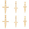 Unicraftale 6Pcs 3 Styles  304 Stainless Steel Pendants, Sword Charm, Golden, 34~45x14~25x3mm, Hole: 4x8mm, 2pcs/style