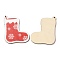 Single Face Printed Wood Big Pendants, Christmas Charms, Christmas Socking, 54.5x46x2.5mm, Hole: 2mm