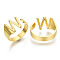 Alloy Cuff Finger Rings, Cadmium Free & Nickel Free & Lead Free, Alphabet, Golden, Letter.W, US Size 8(18.1mm)