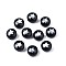 Handmade Lampwork Beads, with Platinum Plated Brass Embellishments, Flat Round with Star, Black, 8x5mm, Hole: 0.8mm