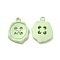 Spray Painted Alloy Pendants, Button Charm, Light Green, 21x16x3mm, Hole: 1.8mm