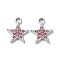 Alloy Rhinestone Pendants, Star, Light Amethyst, 15.5x12.5x2mm, Hole: 2mm