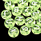 Transparent Acrylic Beads, Horizontal Hole, Mixed Letters, Flat Round, Lawn Green, 7x4mm, Hole: 1.5mm