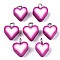 Handmade Polymer Clay Charms, with Platinum Tone Iron Findings, Heart, Purple, 12~13.5x9.5~11x5mm, Hole: 1.8mm