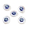 Baroque Style Natural Keshi Pearl Beads, Hand Drawn Beads, with Enamel, Nuggets with Evil Eye, Blue, 16~19.5x15.5~17x6~7.5mm, Hole: 0.7~0.8mm