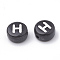 Opaque Acrylic Beads, Horizontal Hole, Alphabet Style, Flat Round, Letter.H, 7x4mm, Hole: 1.5mm, about 370pcs/50g