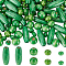 PandaHall Elite 480Pcs 4 Style Dyed Natural Wood Beads, Oval/Oblong, Lead Free, Green, 6~23x4~9mm, Hole: 2~3mm, 120pcs/style