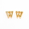 Alloy Slide Charms, with Crystal Rhinestone and Initial Letter A~Z, Letter.W, W: 11.5x13x4mm, Hole: 1.5x8mm