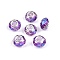 Baking Paint Transparent Glass European Beads, Large Hole Beads, with Brass Cores, AB Color Plated, Faceted, Rondelle, Dark Violet, 13.5~14x9~9.5mm, Hole: 5mm