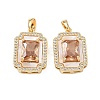 Brass Micro Pave Cubic Zirconia Pendants KK-C172-21G-1
