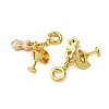 Brass Pink and Orange Enamel European Dangle Charm KK-F911-13G-2