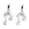 Rhodium Plated 925 Sterling Silver Micro Pave Clear Cubic Zirconia Musical Note Charms wit S925 Stamp STER-T007-30P-1