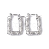 Tarnish Resistant 304 Stainless Steel Rectangle with Bamboo Hoop Earrings for Women EJEW-G314-09P-1