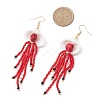 304 Stainless Steel Dyed Synthetic Turquoise & Natural Black Onyx & Glass Seed Beaded Dangle Earrings EJEW-MZ00530-01-4