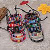 12Pcs Adjustable Ethnic Style Cotton Cord Braided Bracelets for Men Women FS-WGF0782-01-4