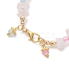 Natural Rose Quartz & Agate Chips Beaded Bracelets for Women BJEW-JB12526-03-4