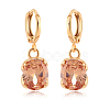 Real 18K Gold Plated Hot Trends Oval Brass Rhinestone Dangle Hoop Earrings EJEW-EE0001-122B-1
