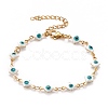 Enamel Rhombus with Evil Eye Link Chains Bracelet BJEW-P271-03G-02-1