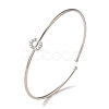 Rack Plating Brass Micro Pave Clear Cubic Zirconia Letter Open Cuff Bangles BJEW-A018-01P-C-1