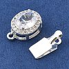 Brass Micro Pave Clear Cubic Zirconia Box Clasps KK-C080-12S-01-2