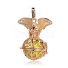 Golden Plated Brass Hollow Round Cage Pendants KK-J252-10G-1