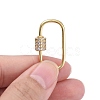 Brass Micro Pave Clear Cubic Zirconia Screw Carabiner Lock Charms ZIRC-E164-11G-5